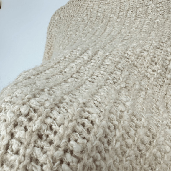 Anthropologie Moth Womens M Boucle Knit Oversized Sweater Cream Wool Boho - Picture 7 of 9
